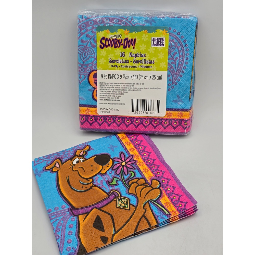 Hallmark Scooby-Doo Napkins Blue Vintage 2000 Party Express Paisley 20 Ct